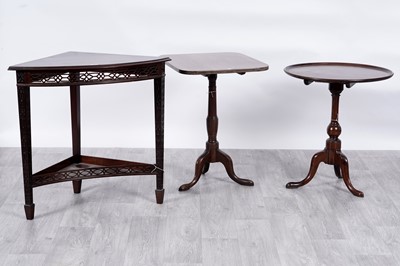 Lot 27 - Two tripod tables; and a Georgian style corner occasional table