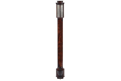 Lot 1014 - A George III walnut stick barometer