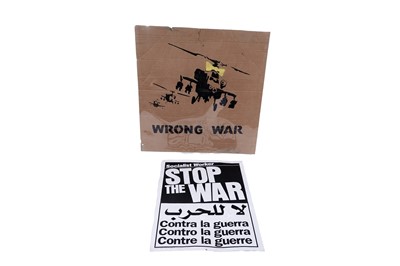 Lot 692 - BANKSY - "Happy Choppers" (Wrong War) | spray paint on cardboard