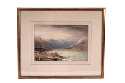Lot 1667 - Thomas Miles Richardson - A Scotsmen resting on the bank of a loch | watercolour