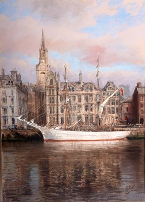 Lot 1623 - Walter Holmes - The Quayside | pastel