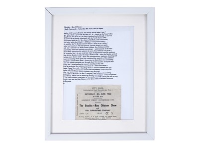 Lot 232 - The Beatles: original City Hall, Newcastle upon Tyne, ticket