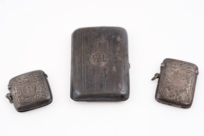 Lot 81 - A silver cigarette case; and two vesta cases