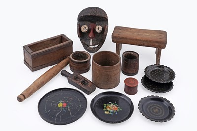 Lot 241 - A collection of treen and papier mâché