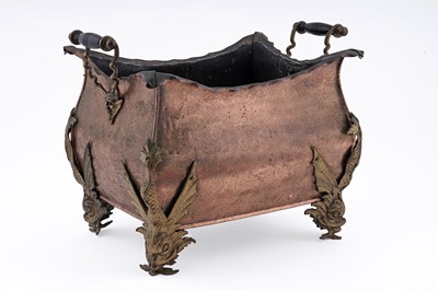 Lot 228 - A copper and brass Arts and Crafts log bin