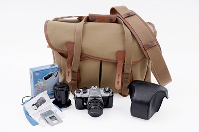 Lot 754 - A Billingham khaki canvas camera bag; and a Pentax KX