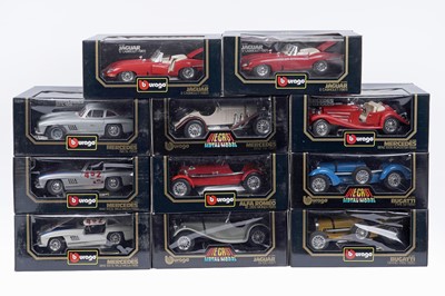 Lot 639 - A collection of Bburago die cast 1:18 and 1:20 scale model cars