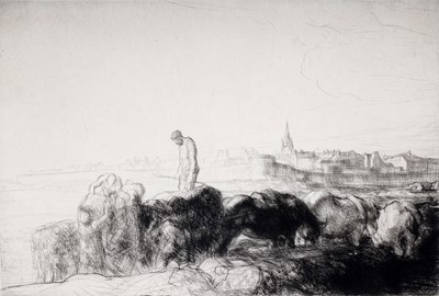 Lot 254 - Edmund Blampied - Loading Vraic, St Malo | etching