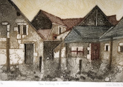 Lot 699 - Valerie Thornton - Farm buildings at Vauracon | etching