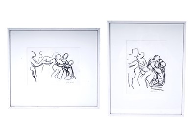 Lot 519 - Peter Dahl - Figures, Clutching | two pencil drawings
