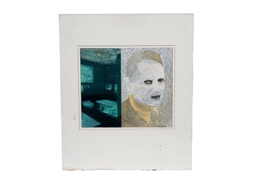 Lot 104 - L.G. Lundburg - Obscured portrait with blue interior | mixed media