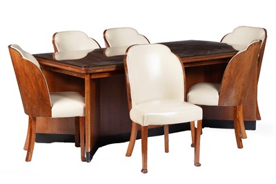 Lot 27 - Manner of Harry and Lou Epstein: a walnut Art Deco table and chairs