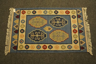 Lot 156 - A Kilim style rug; and a Caucasian runner
