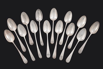 Lot 476 - Fourteen various George II/III silver tablespoons