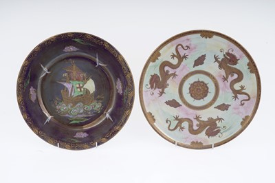 Lot 352 - Two Maling lustre plates