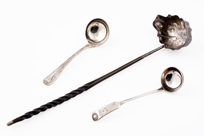 Lot 105 - Three silver toddy ladles