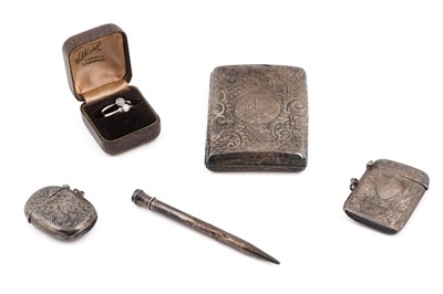 Lot 110 - Two small diamond rings; and other items