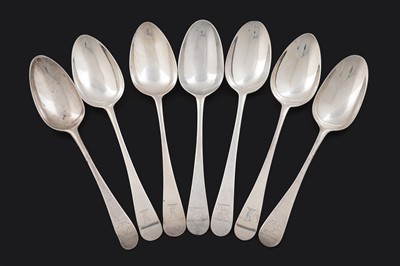 Lot 484 - Seven various George II/III silver tablespoons