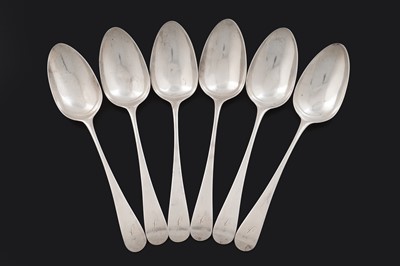 Lot 485 - A set of six George III silver tablespoons