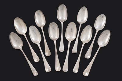 Lot 486 - Eleven various George II/ George III silver tablespoons