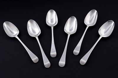 Lot 495 - A set of six George III silver tablespoons