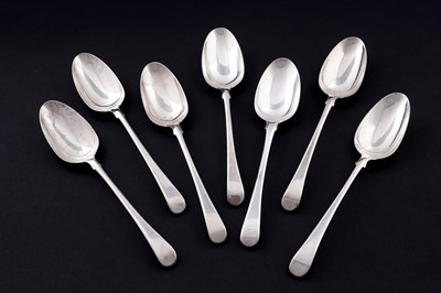 Lot 497 - A set of six early George III silver tablespoons; and one other