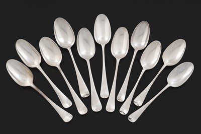 Lot 513 - Eleven George II/III silver tablespoons