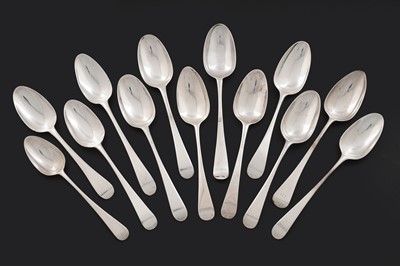 Lot 516 - Nine various antique silver tablespoons; four tablespoons