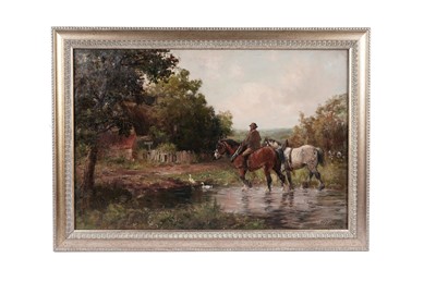 Lot 1614 - John Falconar Slater - Crossing a stream on horseback | oil