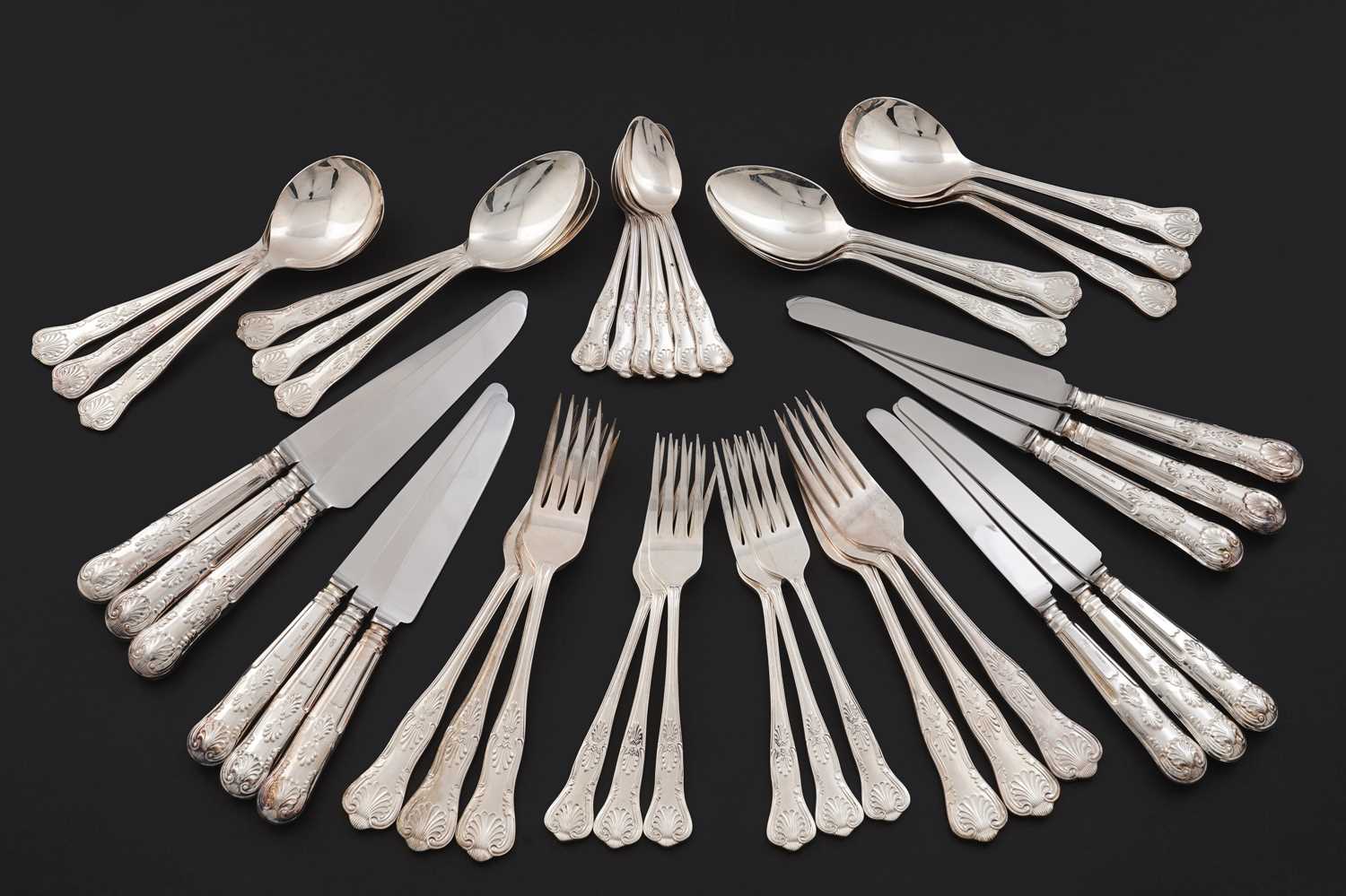 Lot 212 - An Elizabeth II silver part canteen of Kings pattern flatware and cutlery
