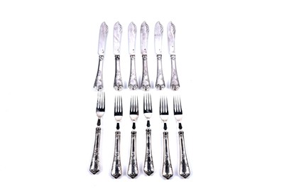 Lot 297 - A set of six Austrian silver fish knives and forks