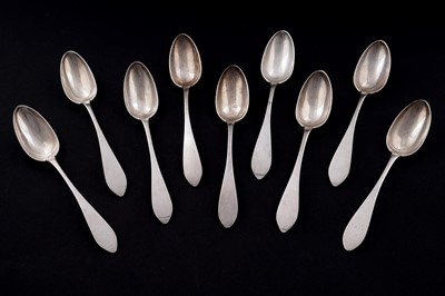 Lot 73 - A set of nine 19th Century German silver tablespoons