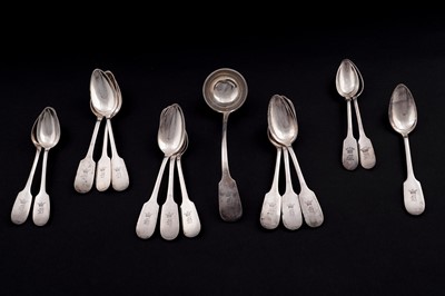 Lot 74 - A set of ten 19th Century Austri-Hungarian Fiddle pattern dessert spoons