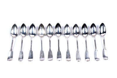 Lot 303 - Eleven Continental silver Fiddle pattern spoons