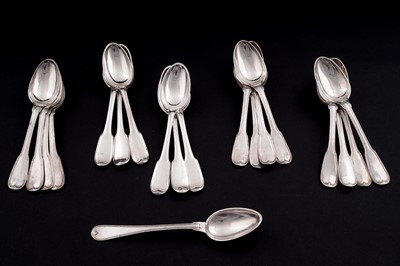 Lot 264 - A group of nineteen similar 19th Century continental silver dessert spoons