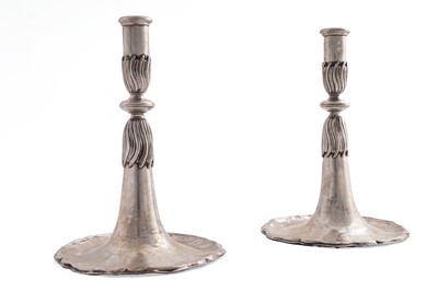 Lot 76 - A pair of late 18th/early 19th Century German/Austro-Hungarian silver candlesticks