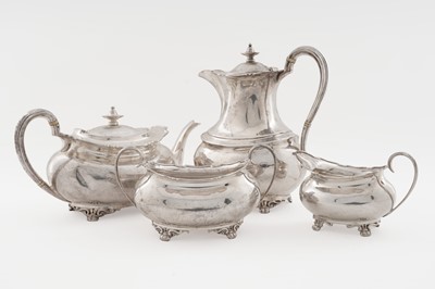 Lot 92 - An Edwardian/George V silver four-piece tea set