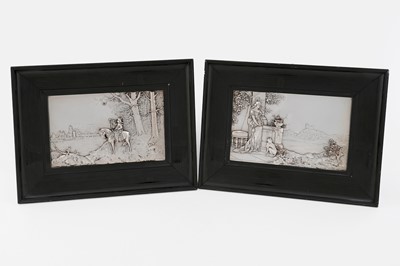 Lot 38 - A complementary pair of late 19th Century framed, electrotyped, plated copper plaques