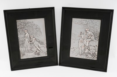 Lot 39 - A pair of late 19th Century framed, electrotyped, plated copper plaques