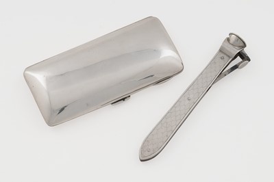 Lot 354 - A late Victorian silver cigar case; and a silver mounted cigar cutter