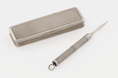 Lot 321 - A George III silver toothpick box; and an Elizabeth II silver toothpick