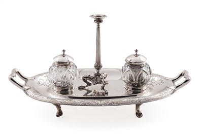 Lot 127 - A Victorian silver inkstand