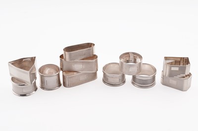 Lot 13 - Eleven various silver napkin rings