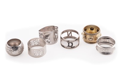 Lot 333 - A selection of silver napkin rings