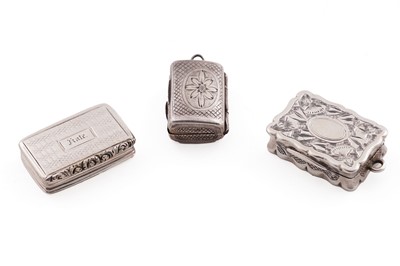 Lot 335 - Three small silver vinaigrettes