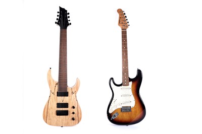 Lot 452 - A Westfield left handed Strat style guitar; and an eight-string guitar