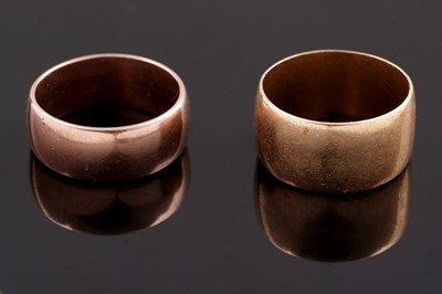 Lot 30 - Two wide yellow gold wedding bands