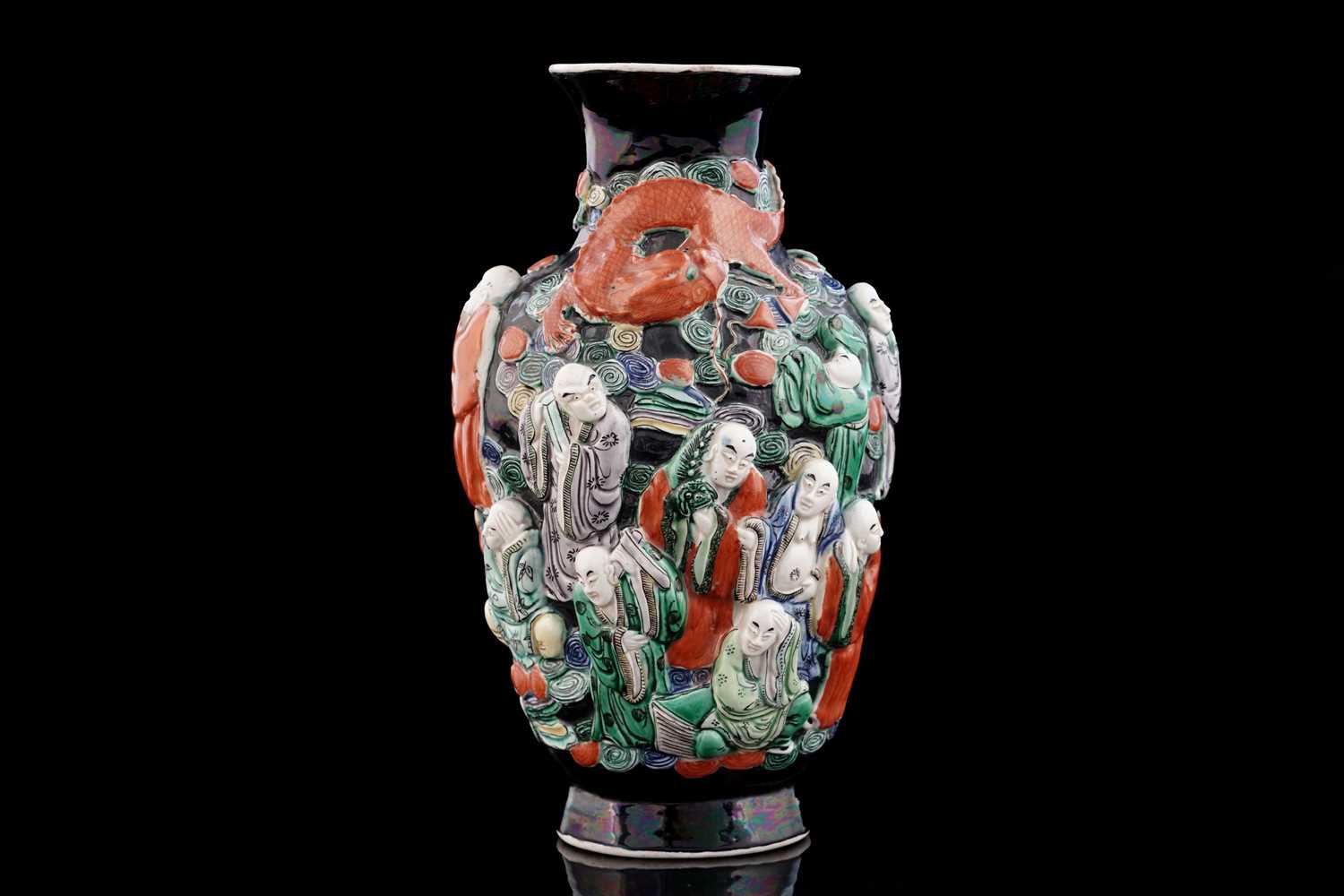 Lot 319 - A Chinese famille noir biscuit vase