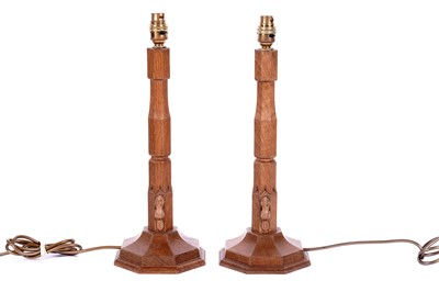 Lot 483 - Colin ‘Beaverman’ Almack: a pair of oak table lamps