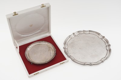 Lot 3 - An Elizabeth II silver commemorative waiter; and a silver salver